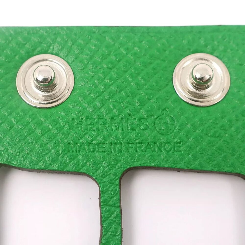 HERMES Bangle Bracelet petit ache ecaille Green/SilverHardware Togo 11g Women - Picture 5 of 6